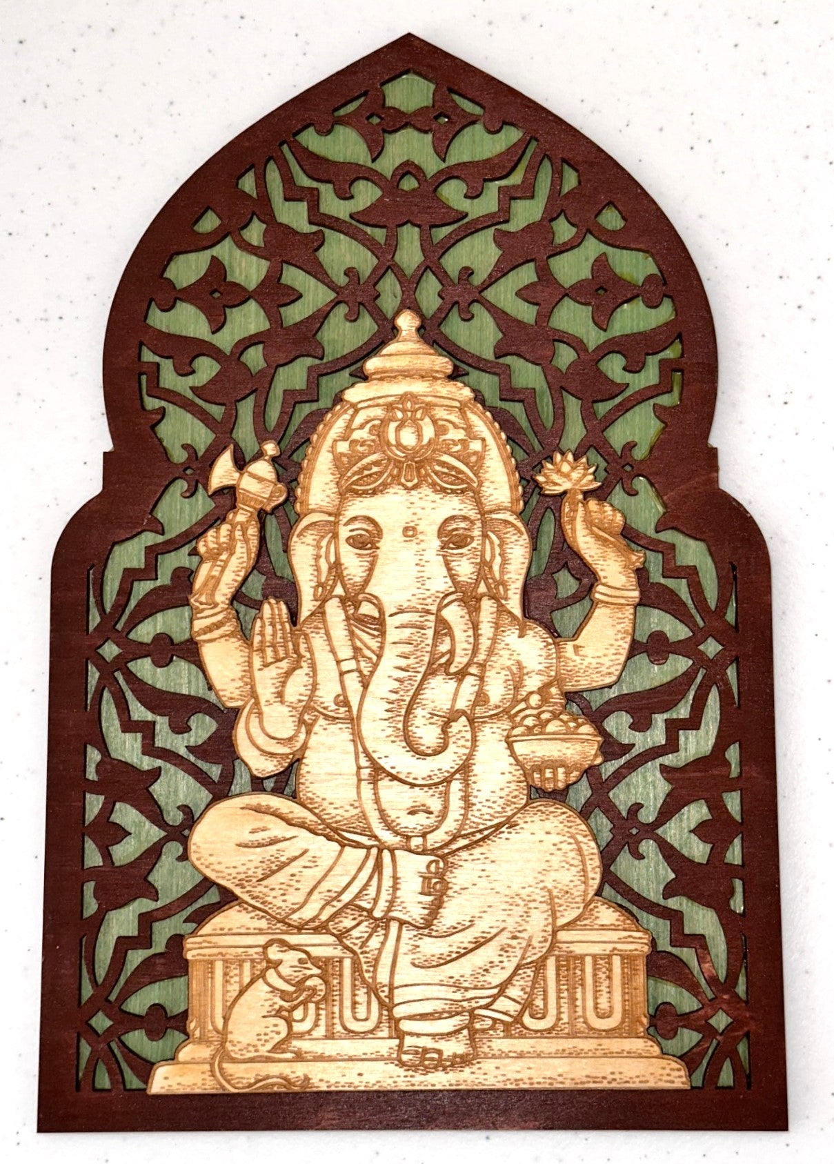 Ganesha on Throne with trellis - 8x12 inches